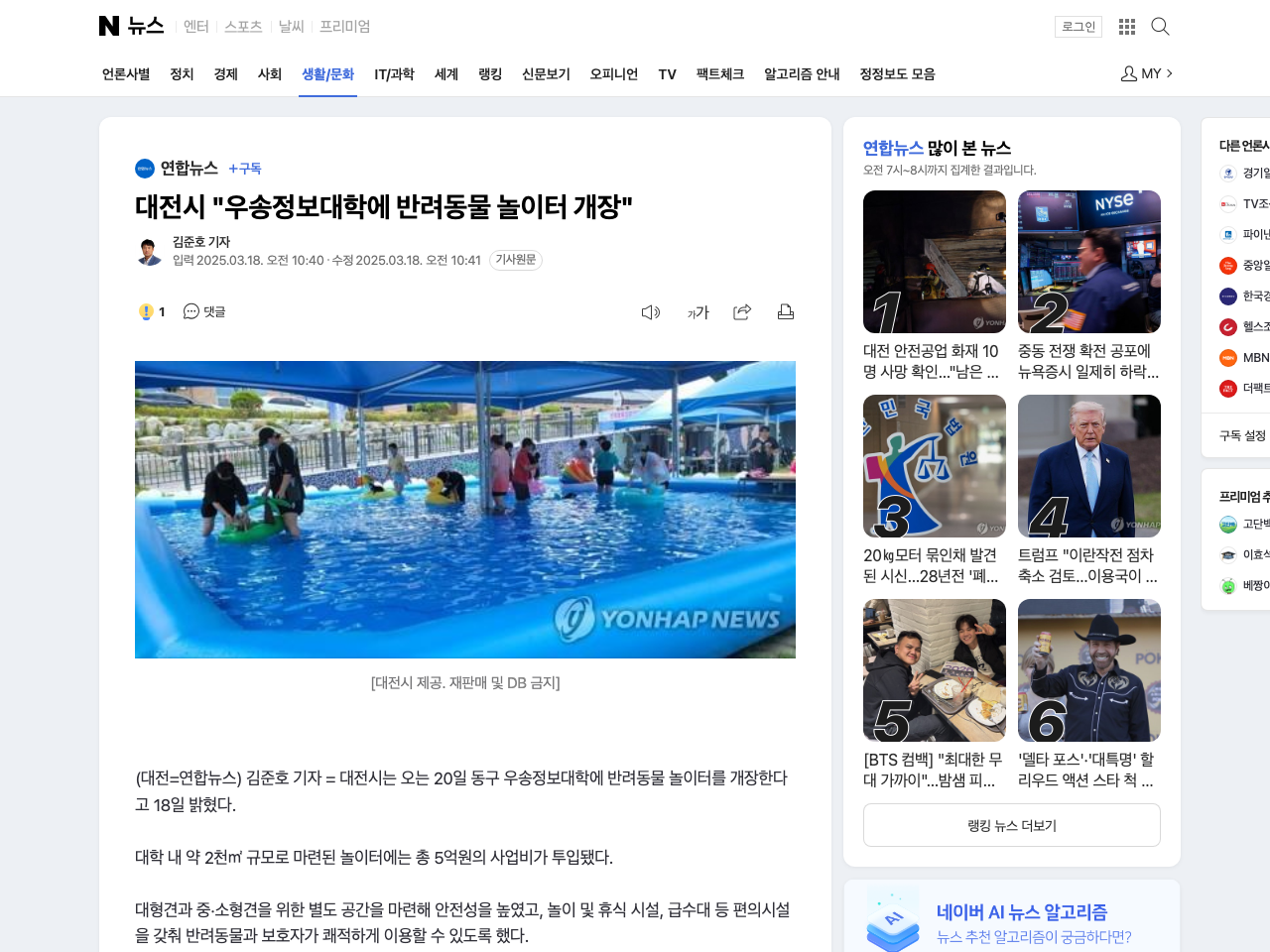 대전에 또 하나의 반려동물 천국이 생긴다! 우송정보대학 놀이터 개장